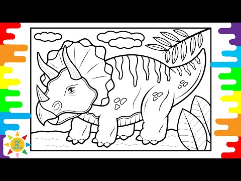Triceratops Coloring Page  | Dinosaur Colouring Pages | Diviners - Savannah