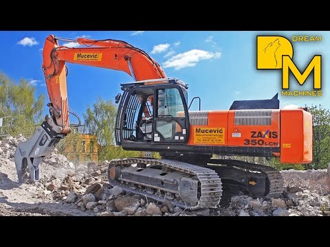 HITACHI ZAXIS 350 + ZAXIS 290 BAGGER BUNKER ABRISS BAUSTELLE #3 ABBRUCH EXTREM