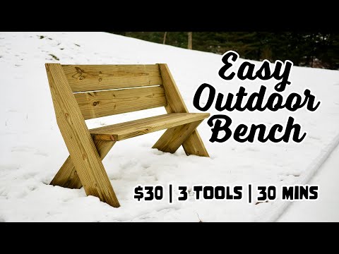 $30 Outdoor Bench with Back [Only 3 Tools and 30mins]