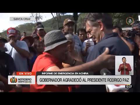 Gobernación de Santa Cruz continúan gestionando apoyo para Achira, Samaipata