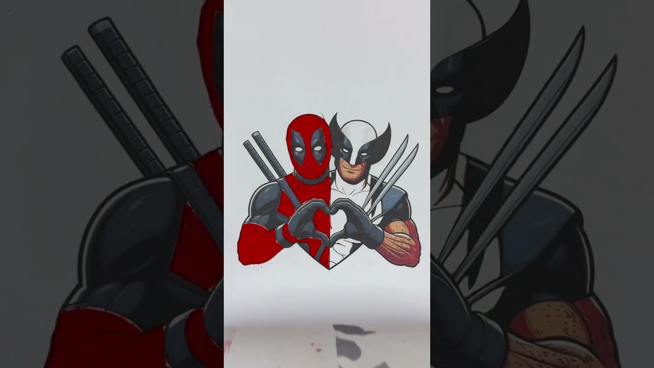 deadpool and wolverine friendship paint art #shorts #art #deadpoolandwolverine