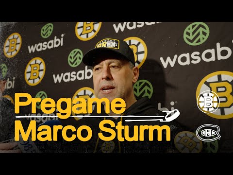 Marco Sturm talks with the media before BOS vs. MTL