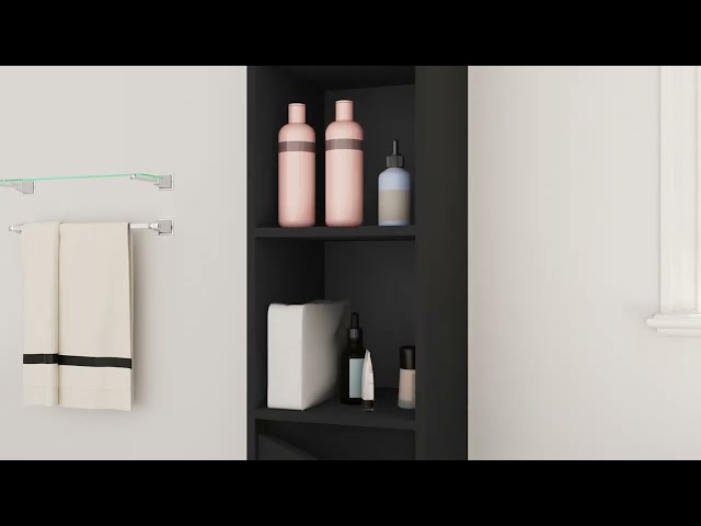 Video Teaser für 802670 vidaXL Bathroom Cabinet Black 30x30x183,5 cm Engineered Wood