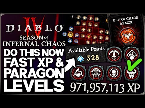 Diablo 4 - How to Get FAST Paragon Point XP & Unlock ALL 328 Points Easy - Season 10 Leveling Guide!