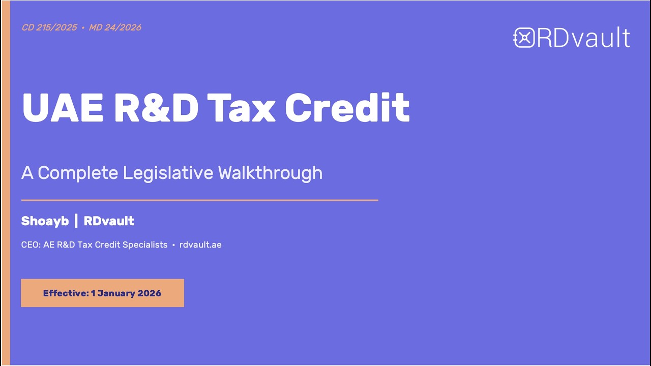 UAE R&D Tax Credit Legislation Walkthrough