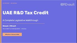 UAE R&D Tax Credit Legislation Walkthrough
