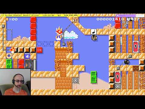 (1 Screen Puzzle) Desert Prison by Snubbybill / MJW-24R-RMG / Mario Maker 2 Puzzle solution