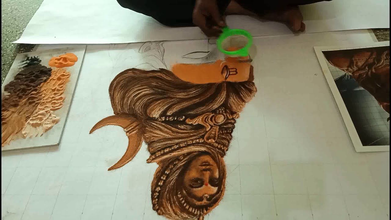 portrait rangoli of lord shiva by narayana rao