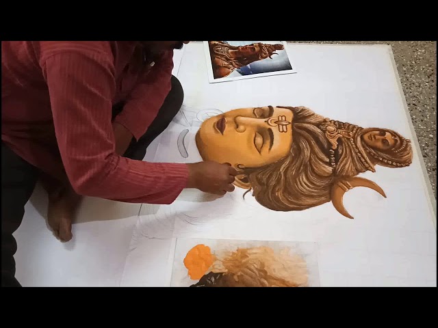 Portrait rangoli of lord shiva by narayana rao