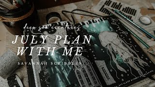 July 2024 Plan With Me I Deep Sea Creatures Theme I Black Page Bujo 🌊
