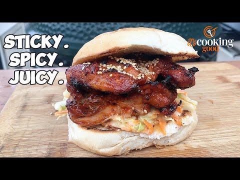 Gochujang-Marinated Chicken Thighs Make the Juiciest Korean BBQ Burgers You'll Ever Taste