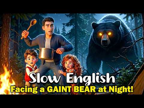 Facing a GAINT BEAR at Night - Family Trip to Canada | English Listening for Beginners (A2 Level)