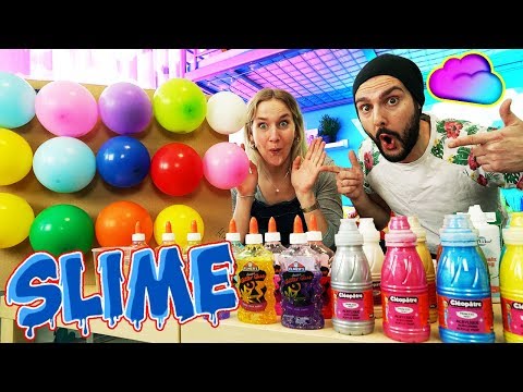 LUFTBALLON SLIME CHALLENGE! Welche Zutaten sind drinne? Kaan Galaxy Schleim VS. Ninas Perlen Schleim