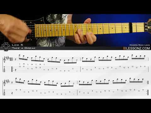 Modern Rock Licks by Lessonz.com - Lick No. 5 - Speed 3 - Key: C# Minor