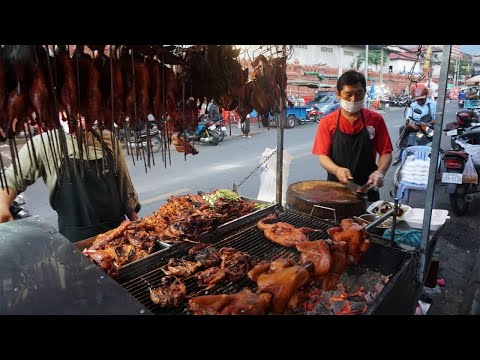Tola Grill & Testy Meat on The Street @Kandal Market - Amazing Cutting Duck Cutting Chicken & Pork