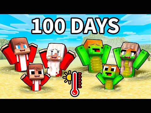 JJ and Mikey Family Survive 100 DAYS in DESERT in Minecraft - Maizen