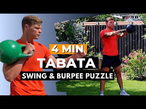 4 min TABATA Workout / Kettlebell Swing and Burpee Puzzle