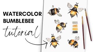 Easy Watercolor Bee Tutorial | Step by Step Bumblebee Painting