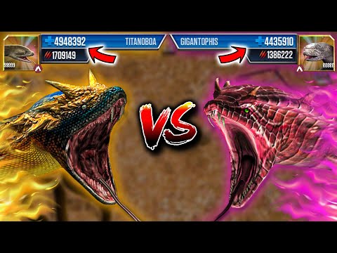 TITANOBOA vs GIGANTOPHIS LEVEL 999 | Jurassic World: The Game