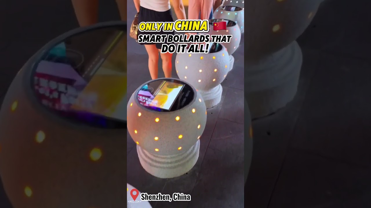 Only in #China: Smart Bollards That Do It All!#InnovateChina#tech#Shenzhen#fyp