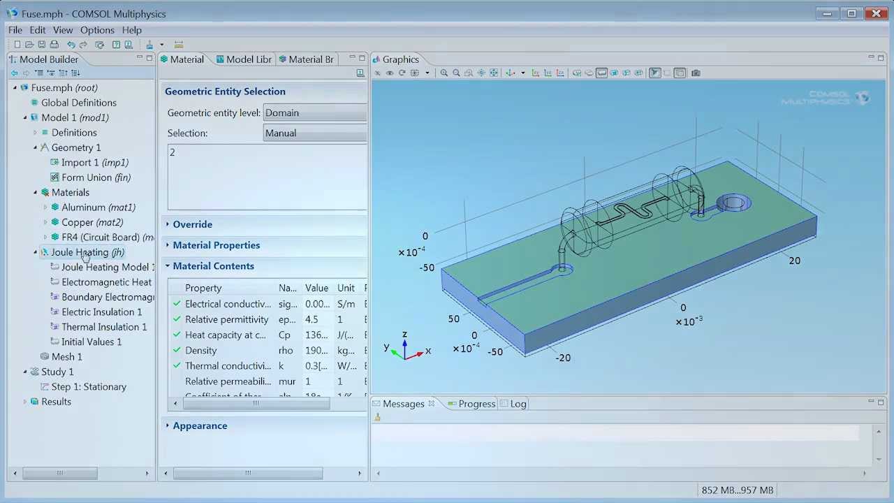 Joule Heating in a Fuse on a Circuit Board Tutorial, Chapter 1