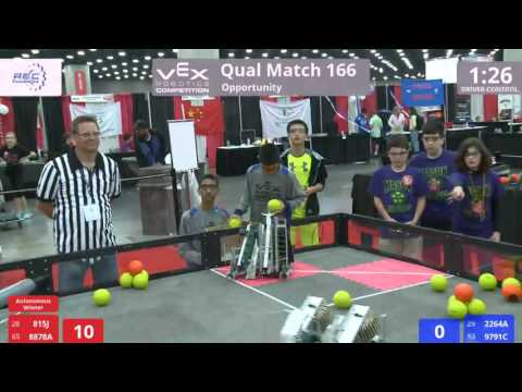 VEX Worlds 2016 - VRC Middle School - Opportunity - Qual 166 (815J 8878A) 144 vs 83 (2264A 9791C)