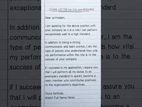 COVER LETTER for CVs and RESUMES #shorts