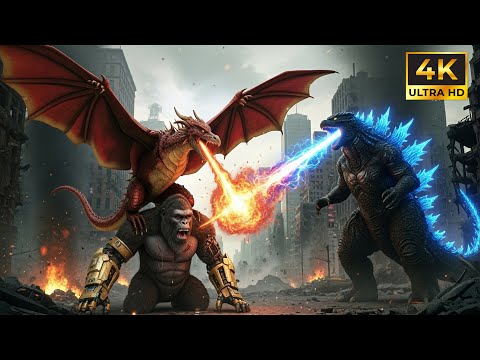 MONSTERVERSE: Godzilla rescuing KingKong from Rodan | Official Music Video 4K Full HD