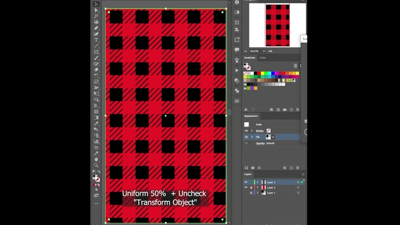 Adobe Illustrator Tutorial Tartan Fabric Plaid Checkered Seamless Pattern  #adobeillustratortutorial