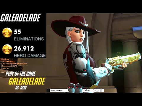 Gale Ashe and Soldier 76 VS Hacker! 55 elims! [ Overwatch Season 27 Top 500 ]
