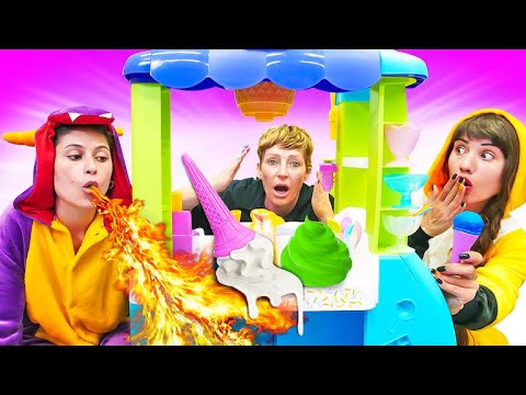 Spielzeug Video mit Nicole. Eis für den Drachen und den Fuchs. Kinder Show auf Deutsch