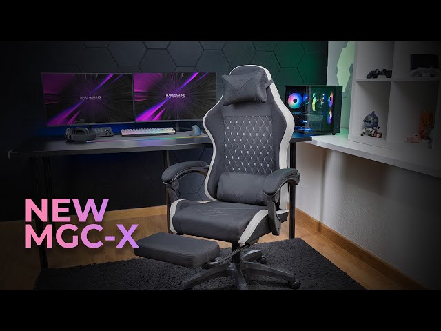 Sedia da gioco ergonomica Mars Gaming Mgc-x in tessuto traspirante con cuscino cervicale e lombare, nera video