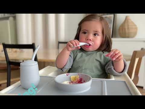 EzPz Mini Utensils for Toddlers (Spoon & Fork) - Mauve