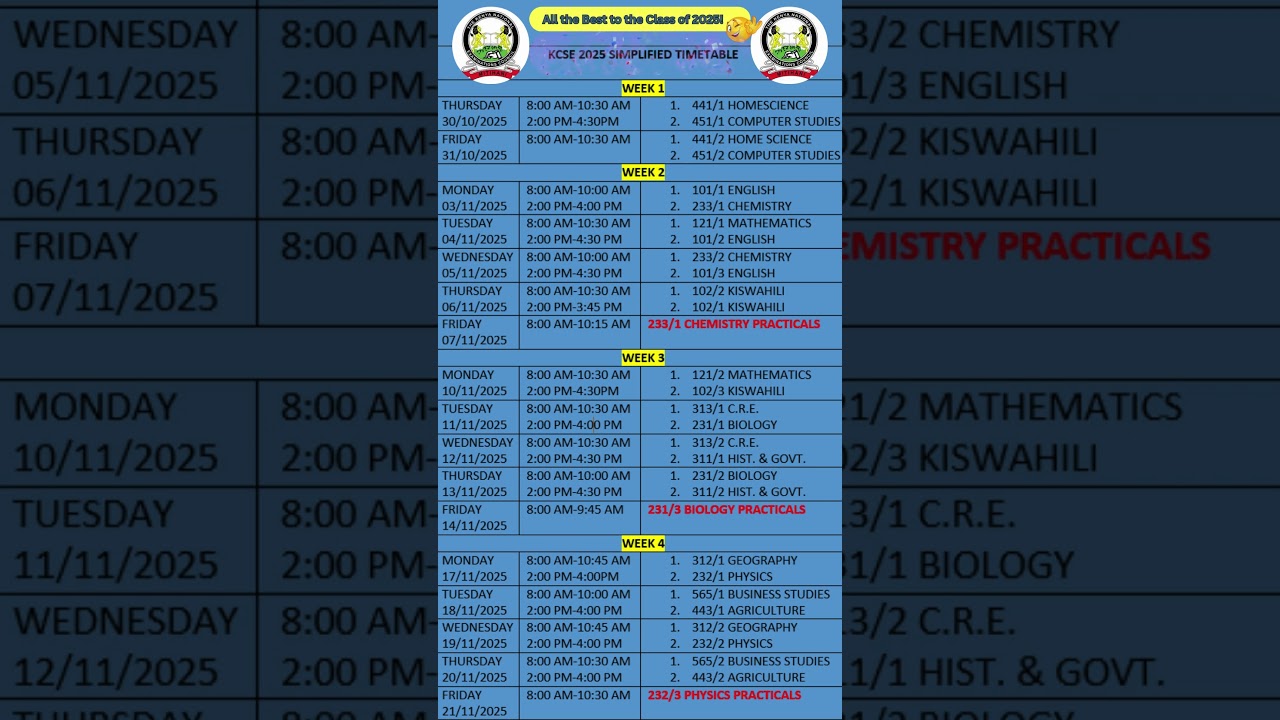 KCSE 2025 Timetable 🗓️ Simplified!