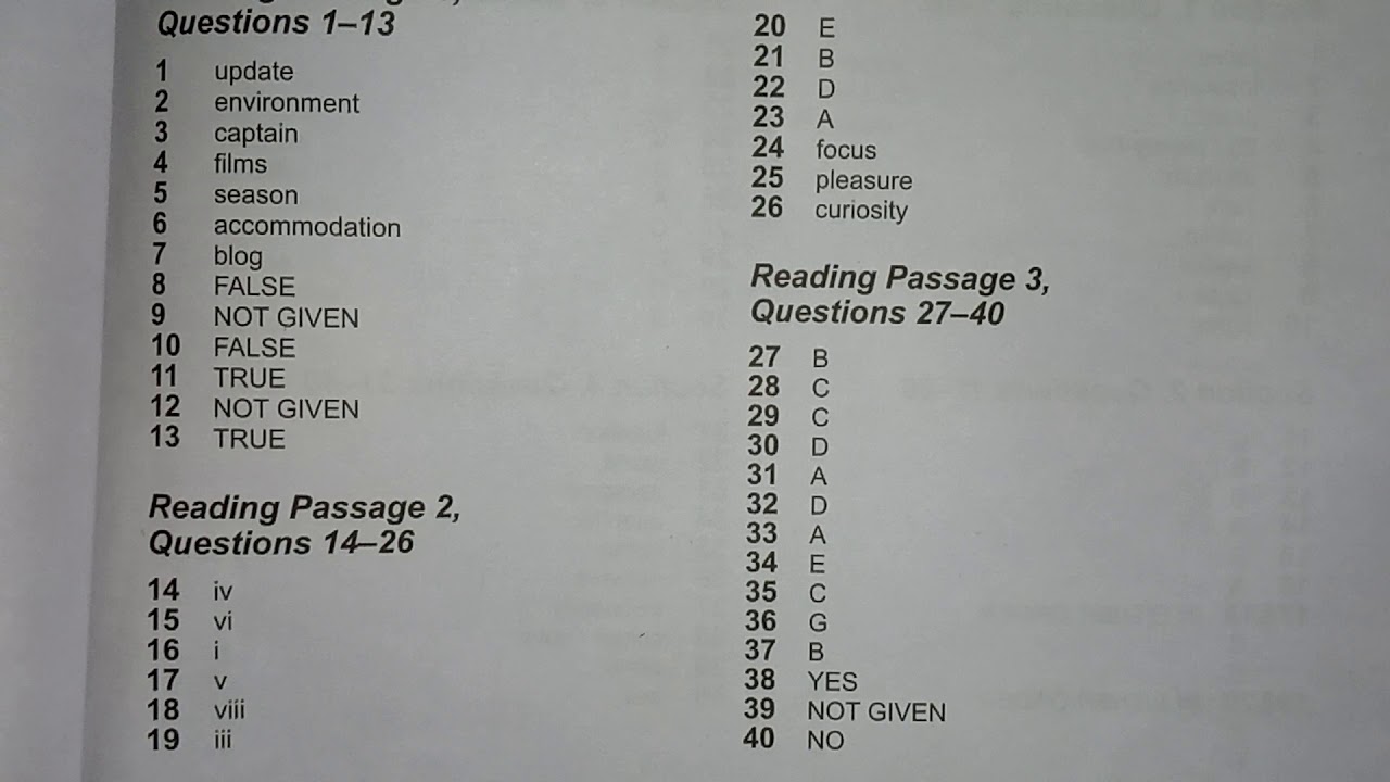 Cambridge 13  reading test 1 answers