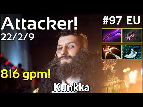 816 gpm! Attacker!  Kunkka - Dota 2  7.18