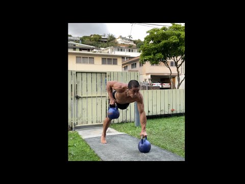Day 257 FitPro Hawaii - 20 kg. Kettlebell Renegade Row + Overhead Press (2X SPEED)- 1/27/21 5:43 pm