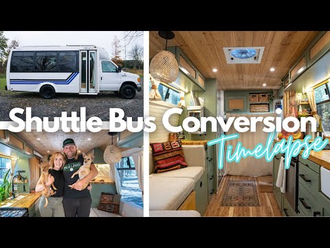 SHUTTLE BUS CONVERSION FULL BUILD TIMELAPSE | DIY Start To Finish Vanlife For Under $30k