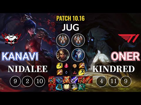 JDG Kanavi Nidalee vs T1 Oner Kindred Jungle - KR Patch 10.16
