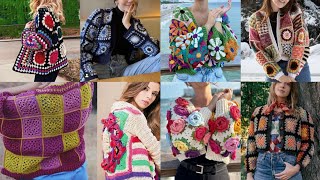 Stylish and gorgeous crochet cardigan sweaters shurg jersey jackets vest coat granny square pattern