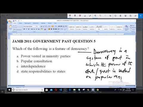 JAMB 2011 GOVERNMENT PAST QUESTION 5 DEMOCRACY