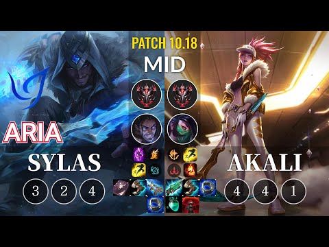 CGA Aria Sylas vs Akali Mid - KR Patch 10.18