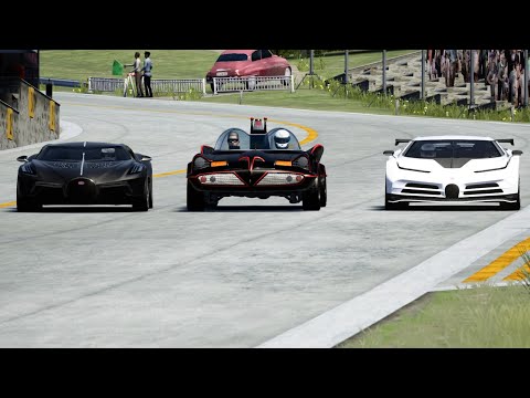 Batmobile 1966 vs Bugatti Centodieci vs Bugatti La Voiture Noire at Old SPA