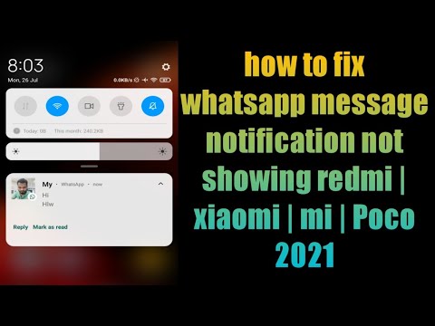 how to fix whatsapp message notification not showing redmi | xiaomi | mi | Poco 2021