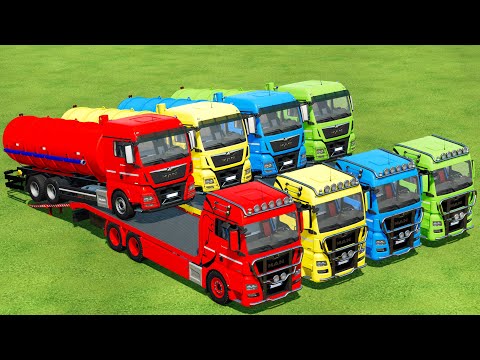TRANSPORTING SLURRY MAN TANKERS WITH MAN TRUCKS & SLURRY SPREADING - Farming Simulator 22