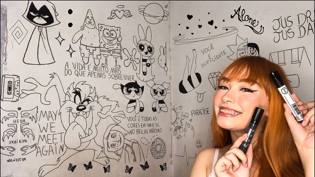 DESENHANDO NA PAREDE DO MEU QUARTO - PARTE 3 *desenhei todos os pedidos dos meus inscritos*