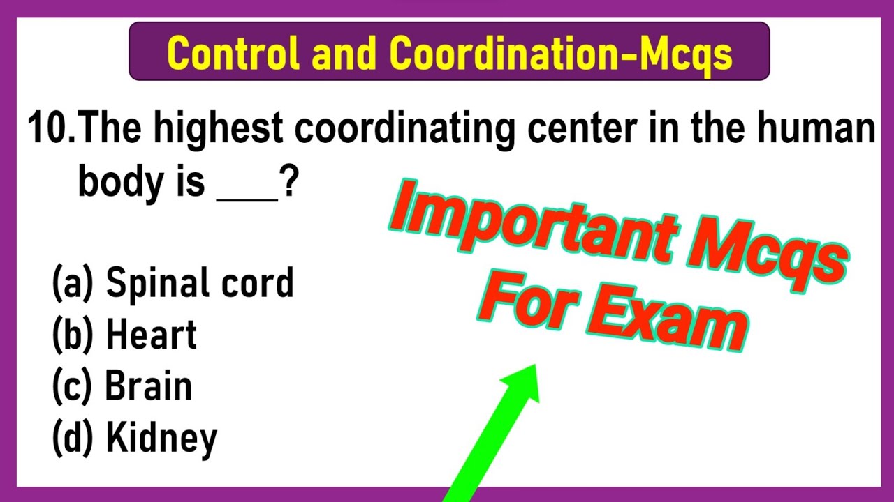 Control and Coordination class 10 mcq |  mcq of Control and Coordination