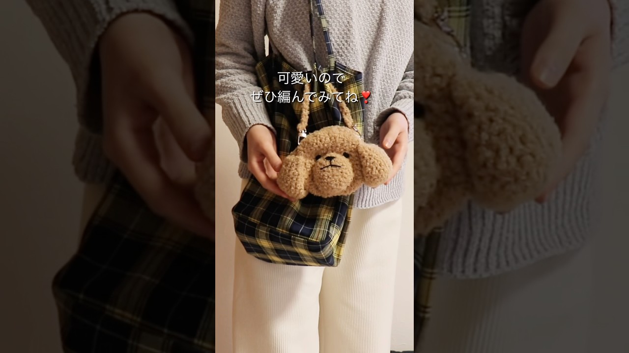 トイプードルのポーチを編んでみました🐩詳しい編み方は本編へ✨ #ちまたき #ハンドメイド #crochet #かぎ針編み