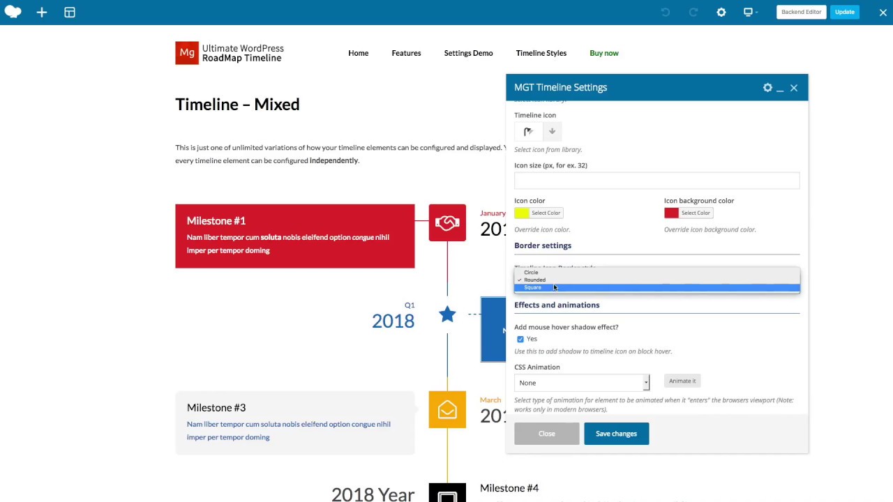 Ultimate Roadmap Timeline WordPress plugin