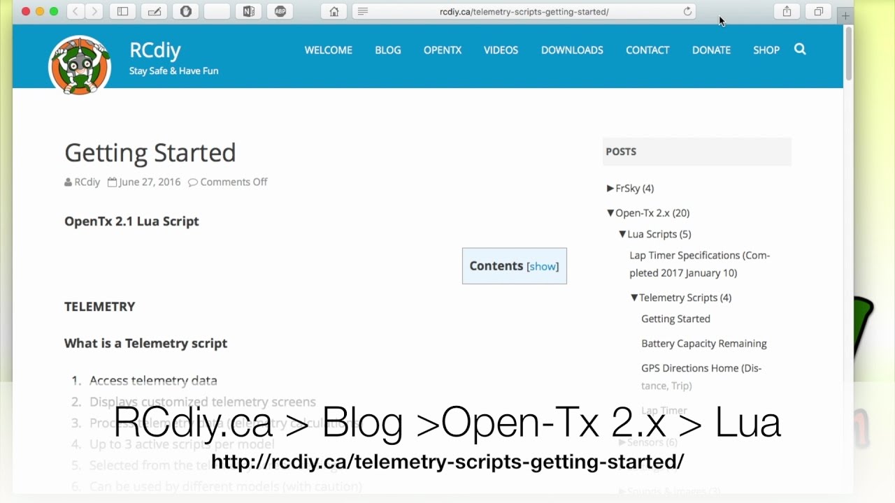 OpenTX Tutorial - Lua Telemetry Scripts Getting Started (Correction in description)